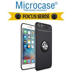 Microcase Iphone SE 2020 Focus Serisi Yüzük Standlı Silikon Kılıf - Siyah