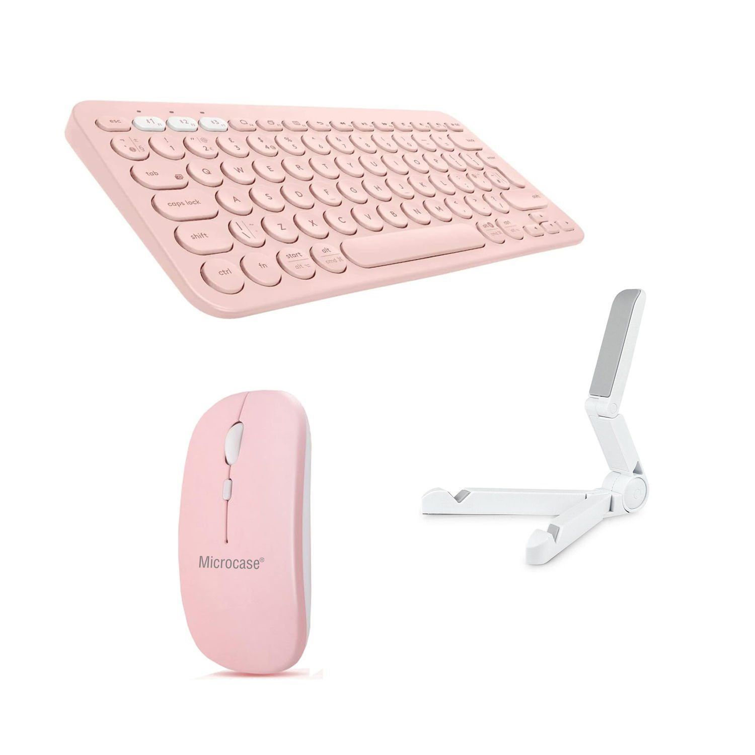 Microcase Honor Magic Pad 2 12.3 inch Tablet için Bluetooth Klavye + Mouse + Tablet Standı - AL45150 Pembe