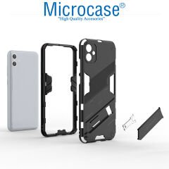 Microcase Samsung Galaxy A04E Matrix Serisi Armor Standlı Perfect Koruma Kılıf - Siyah AL3416
