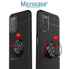 Microcase Oppo A52 Focus Serisi Yüzük Standlı Silikon Kılıf - Siyah