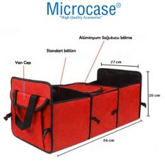 Microcase 5 lt Termal Gıda Taşıyıcı Buzluk Bölmeli Organizer Plaj Kamp Seyahat Çantası - AL2972 Kırmızı