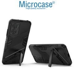 Microcase Xiaomi Redmi Note 11E / Redmi 10 5G Matrix Serisi Armor Standlı Perfect Koruma Kılıf - Siyah AL3416