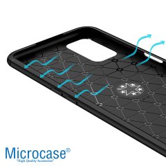 Microcase  Oppo A52 Focus Serisi Yüzük Standlı Silikon Kılıf - Siyah + Tempered Glass Cam Koruma
