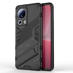 Microcase Xiaomi 13 Lite / Civi 2 Matrix Serisi Armor Standlı Perfect Koruma Kılıf - Siyah AL3416