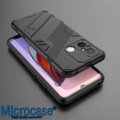 Microcase Xiaomi Redmi 12C / Redmi 11A / Poco C55 Matrix Serisi Armor Standlı Perfect Koruma Kılıf - Siyah AL3416