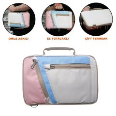 Microcase Xiaomi Pad 7/Pad 7 Pro Tablet için Omuz Askılı El Tutacaklı Universal Sleeve Taşıma Çantası AL4346 Pembe Mavi Krem