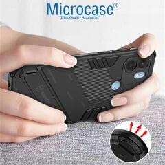 Microcase Xiaomi Poco C50 / Redmi A1 Plus Matrix Serisi Armor Standlı Perfect Koruma Kılıf - Siyah AL3416