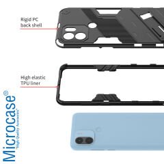 Microcase Xiaomi Poco C50 / Redmi A1 Plus Matrix Serisi Armor Standlı Perfect Koruma Kılıf - Siyah AL3416