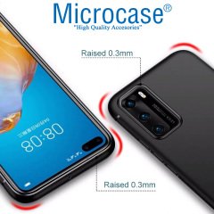 Microcase Huawei P40 Elektrocase Serisi Kamera Korumalı Silikon Kılıf - Siyah + Tempered Cam Koruma