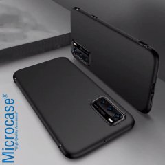 Microcase Huawei P40 Elektrocase Serisi Kamera Korumalı Silikon Kılıf - Siyah + Tempered Cam Koruma