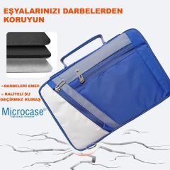 Microcase Vorcom SXPro 10.1 inch için Omuz Askılı El Tutacaklı Universal Sleeve Taşıma Çantası AL4346 Lacivert Krem Gri