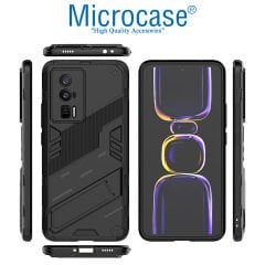 Microcase Xiaomi Redmi K60 / Redmi K60 Pro Matrix Serisi Armor Standlı Perfect Koruma Kılıf - Siyah AL3416