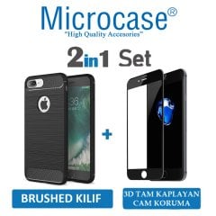 Microcase iPhone 8 Plus Brushed Silikon Kılıf + 3D Curved Cam SYH