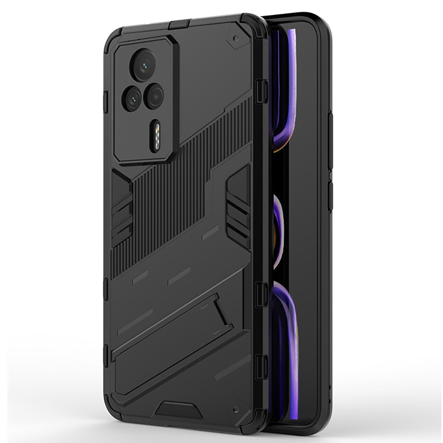 Microcase Xiaomi Redmi K60E Matrix Serisi Armor Standlı Perfect Koruma Kılıf - Siyah AL3416