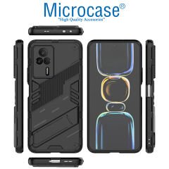 Microcase Xiaomi Redmi K60E Matrix Serisi Armor Standlı Perfect Koruma Kılıf - Siyah AL3416
