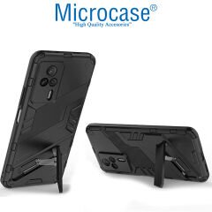 Microcase Xiaomi Redmi K60E Matrix Serisi Armor Standlı Perfect Koruma Kılıf - Siyah AL3416