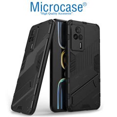 Microcase Xiaomi Redmi K60E Matrix Serisi Armor Standlı Perfect Koruma Kılıf - Siyah AL3416