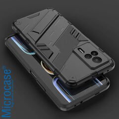 Microcase Xiaomi Redmi K60E Matrix Serisi Armor Standlı Perfect Koruma Kılıf - Siyah AL3416