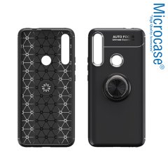 Microcase Huawei Y6P Focus Serisi Yüzük Standlı Silikon Kılıf - Siyah