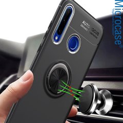 Microcase Huawei Y6P Focus Serisi Yüzük Standlı Silikon Kılıf - Siyah