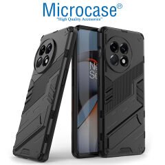 Microcase OnePlus 11 Global Matrix Serisi Armor Standlı Perfect Koruma Kılıf - Siyah AL3416