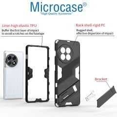 Microcase OnePlus 11 Global Matrix Serisi Armor Standlı Perfect Koruma Kılıf - Siyah AL3416