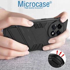 Microcase OnePlus 11R / OnePlus Ace 2 Matrix Serisi Armor Standlı Perfect Koruma Kılıf - Siyah AL3416