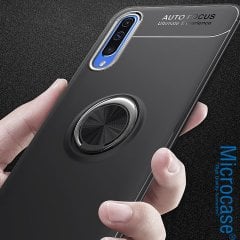 Microcase Huawei P Smart S - Y8P  Focus Serisi Yüzük Standlı Silikon Kılıf - Siyah