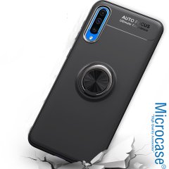 Microcase Huawei P Smart S - Y8P  Focus Serisi Yüzük Standlı Silikon Kılıf - Siyah