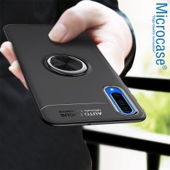 Microcase Huawei P Smart S - Y8P  Focus Serisi Yüzük Standlı Silikon Kılıf - Siyah