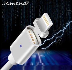 Apple iPhone 8-8 Plus Lightning Ledli Mıknatıs Şarj Kablosu