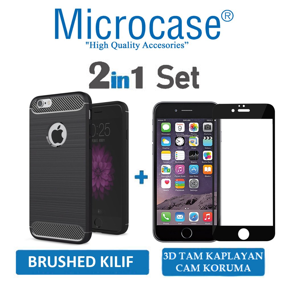 Microcase iPhone 6 Plus Brushed Silikon Kılıf + 3D Curved Cam SYH