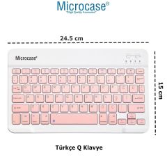 Microcase Vorcom Ultrapad 10.36 inch ile Uyumlu Tablet Çanta+Türkçe Bluetooth Klavye +Mouse+ Standı - Pembe AL4382