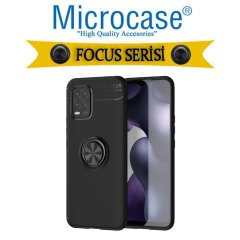 Microcase Xiaomi Mi 10 Lite  Focus Serisi Yüzük Standlı Silikon Kılıf - Siyah