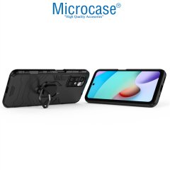 Microcase Xiaomi Redmi 10 Batman Serisi Yüzük Standlı Armor Kılıf - Siyah