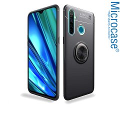 Microcase Xiaomi Redmi 9  Focus Serisi Yüzük Standlı Silikon Kılıf - Siyah