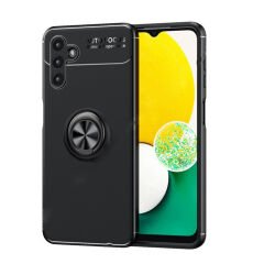 Microcase Samsung Galaxy A04S Focus Serisi Yüzük Standlı Silikon Kılıf - Siyah AL3363
