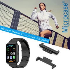 Microcase Huawei Band 6 - Honor Band 6 16mm Çevirici Metal Kordon Kayış Adaptörü - AL3142