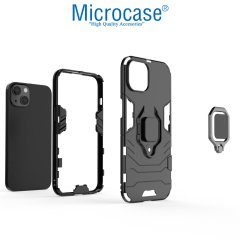 Microcase iPhone 13 mini Batman Serisi Yüzük Standlı Armor Kılıf - Siyah