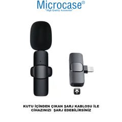Microcase iPhone iPad için Lighting 2'li Profesyonel Wireless Kablosuz Röportaj Yaka Mikrofonu Lavalier - AL3057