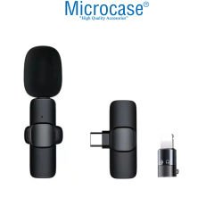 Microcase iPhone iPad için Lighting 2'li Profesyonel Wireless Kablosuz Röportaj Yaka Mikrofonu Lavalier - AL3057