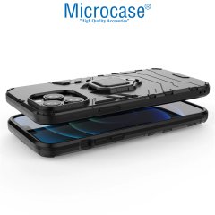 Microcase iPhone 13 Pro Batman Serisi Yüzük Standlı Armor Kılıf - Siyah