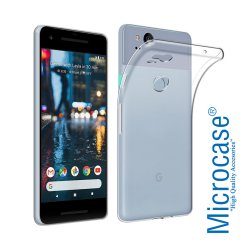 Microcase Google Pixel 2 İnce Silikon Kılıf + 3D Curved Cam Siyah