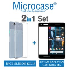 Microcase Google Pixel 2 İnce Silikon Kılıf + 3D Curved Cam Siyah