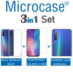 Xiaomi Mi 9 SE İnce Silikon Kılıf + CAM + Kamera Lens Koruyucu