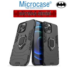 Microcase iPhone 13 Pro Max Batman Serisi Yüzük Standlı Armor Kılıf - Siyah