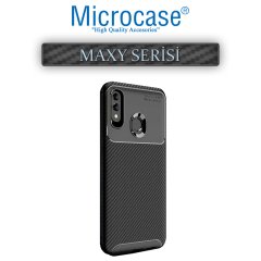 Microcase Huawei Honor Play Maxy Serisi Carbon Fiber Silikon Kılıf - Siyah + Tempered Glass Cam Koruma (SEÇENEKLİ) Tempered Glass İstemiyorum