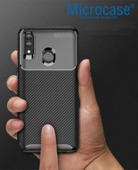 Microcase Huawei Honor Play Maxy Serisi Carbon Fiber Silikon Kılıf - Siyah + Tempered Glass Cam Koruma (SEÇENEKLİ) Tempered Glass İstemiyorum