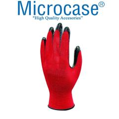 Microcase 3 Adet Kırmızı Siyah Nitril Kaplı Polyester İş Eldiveni - AL2843