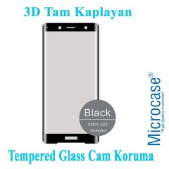 Sony Xperia XZ2 Compact İnce Silikon Kılıf + 3D Curved Cam Siyah